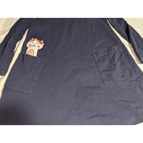 Hanna Andersson Pocket Art Dress Cat Double Pockets Size 10 Navy Size 140 - Picture 6 of 16